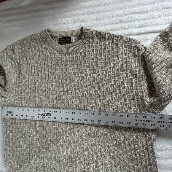 Patrick James Mens Sweater Large Beige Crewneck Pullover Knit Casual Lightweight - Picture 6 of 7